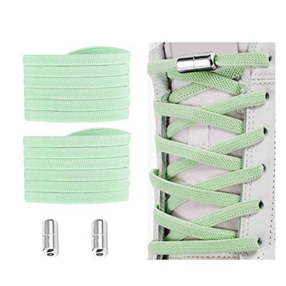 No Tie Shoelaces, Elastic Shoelaces for Adults/Kids，Elastic No Tie Shoe Laces - color: Light Green