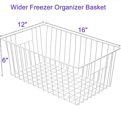 16inch Upright Freezer Organizer Baskets for 13-14,16-21 cu.ft Standup Freezer, Settle freezer chaos and reduce food waste effectively, Durable, Fully Use Space, Improve Air Circulate,Pack 3 - color: 16*12*6, white