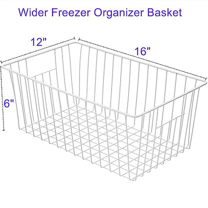 16inch Upright Freezer Organizer Baskets for 13-14,16-21 cu.ft Standup Freezer, Settle freezer chaos and reduce food waste effectively, Durable, Fully Use Space, Improve Air Circulate,Pack 3 - color: 16*12*6, white