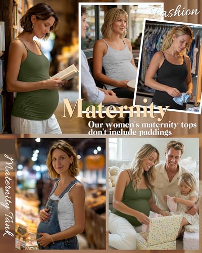 Ficerd 3 Pack Women's Maternity Tank Tops - color: Army Green, Light Gray, Black, size: Small