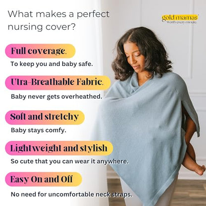 Gold Mamas Breathable Nursing Cover for Breastfeeding - color: Blue