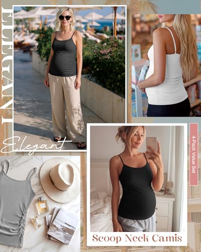 4 Pack Maternity Tank Tops - color: White, Light Gray, Dark Gray, Black, size: XX-Large