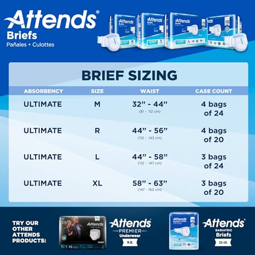 Attends Adult Incontinence Briefs, Regular, Ultimate Absorbency, 20ct Bag - size: Regular (Pack of 20)