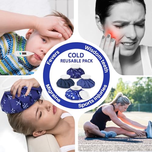 Honoson 4 Pack Reusable Ice Bag Hot Cold Bag Leakproof, Snowflakes Style - style: Snowflakes Style