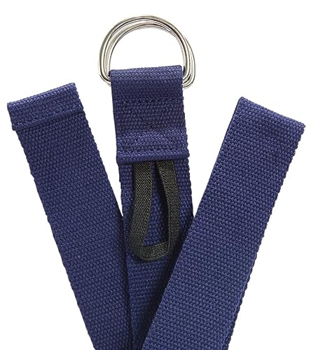 Everyday Yoga Strap with Metal D-Ring Athletic Stretching, 6ft/8ft/10ft - color: True Navy, size: 6 Foot