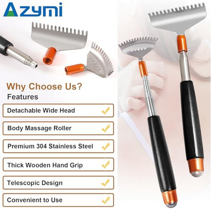 Back Scratcher Detachable Claws with Massage Roller - color: Black, size: L&S