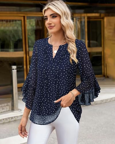 Timeson Women's 3/4 Sleeve Top - color: Blue, size: Medium
