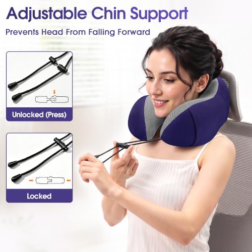 CloudBliss Neck Pillow for Airplanes, Memory Foam Travel Pillow, Navy - color: Navy