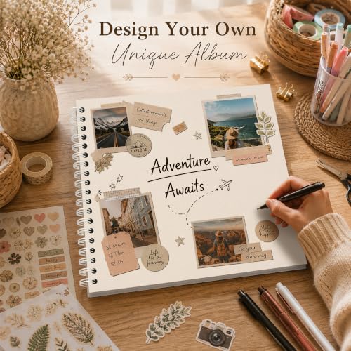 10x10 Inch DIY Scrapbook Album 40 Pages (20 Sheets), Hardcover Kraft Paper - color: Cream, size: 20 Sheets/40 Pages