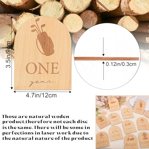 Wooden Golf 12 Monthly Milestone Markers,12 Monthly for Baby Boy