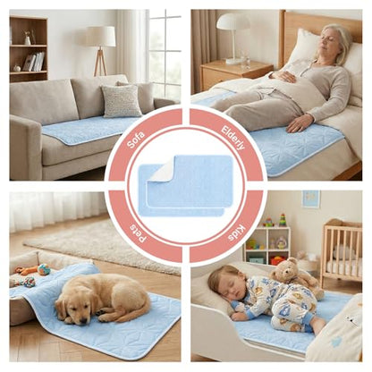 2 Pack Quilted Waterproof Pads for Bed Washable 34x52 Inch Blue - color: Blue, size: 34"x52"