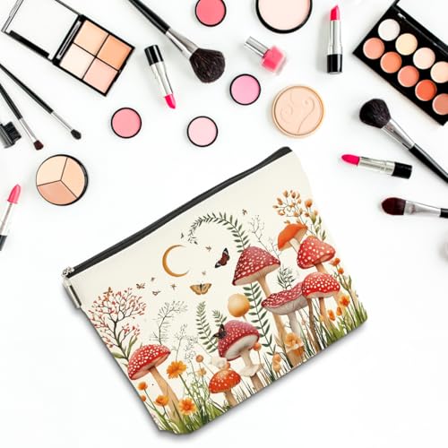 2 PCs Floral Mushroom Makeup Bag Mushroom Gifts Cosmetic Bag - color: Multicolor 0002