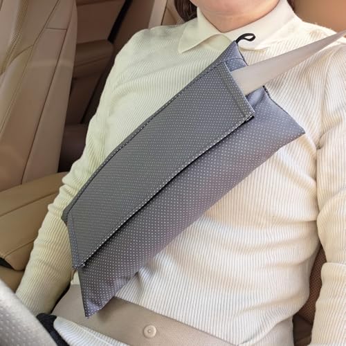 Post Surgery SeatBelt Pillow for Pregnancy Mastectomy Hysterectomy Recovery - color: Leather Dark Gray