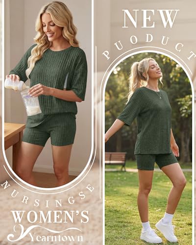 Women's Nursing 2 Piece Outfit Set - color: Army Green, size: X-Large