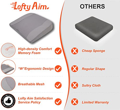 Lofty Aim Car Seat Cushion, Memory Foam Car Seat Cushions for Long Driving - color: Gray