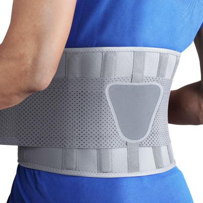 FEATOL Back Brace for Women & Men, Lower Back, Sciatica Pain Relief - color: Gray, size: 2X-Large (Pack of 1)