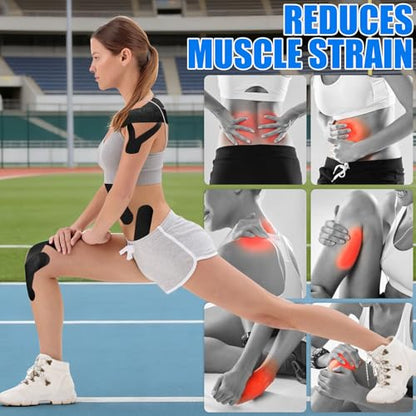 3 Pack Wide Kinesiology Tape, 4in x 5.5yd Athletic Tape, Black - color: Black - 4in