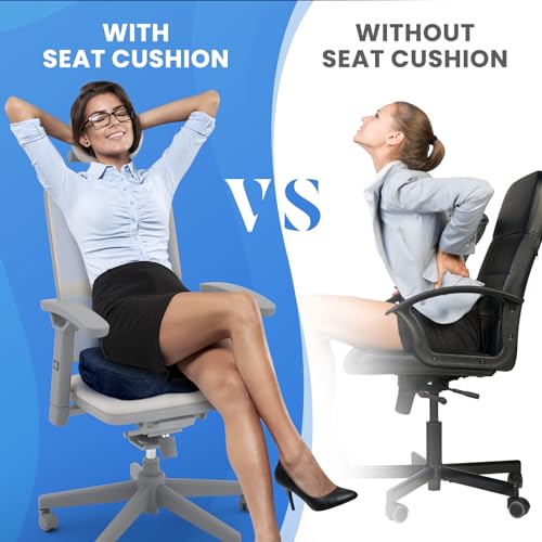 TushGuard Seat Cushion, Memory Foam Office Chair Cushion - Blue, Large - color: Blue, size: Large