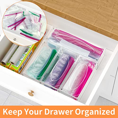 FEMELI Food Bag Storage Organizer Acrylic Kitchen Drawer Baggie Box Clear - style: 4 count-clear