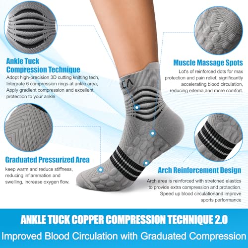 NEENCA Professional Compression Socks for Women Men Circulation, 20-30 mmHg - color: Gray Black, size: Medium