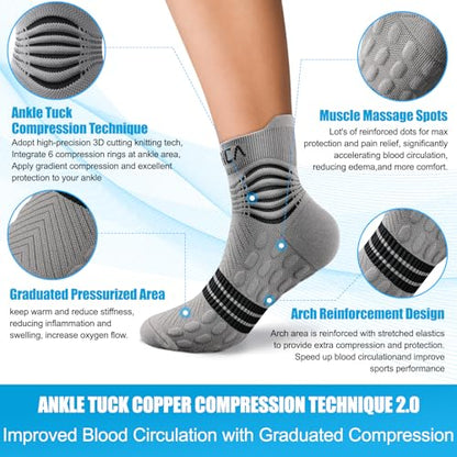 NEENCA Professional Compression Socks for Women Men Circulation, 20-30 mmHg - color: Gray Black, size: Medium