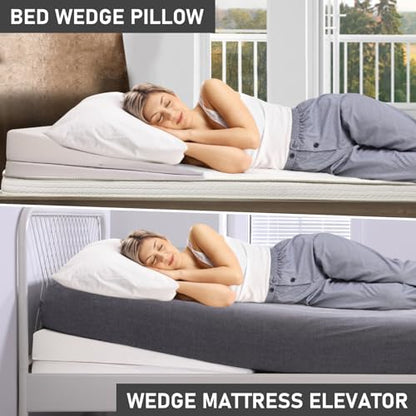 SUNYRISY Adjustable Wide Size Bed Wedge Pillow Wedge Mattress Topper - size: TWIN 39*32*7.5in