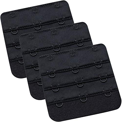 Wingslove Womens Bra Extender Bra Band Breathing room 3pcs-Pack Multi-size - color: Black, 3 Hook 3/4 Inch