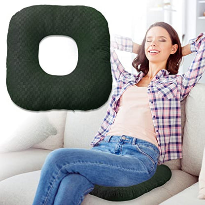 Donut Pillow for Tailbone Pain, Hemorrhoid Pillow (Dark Green) - color: Dark Green