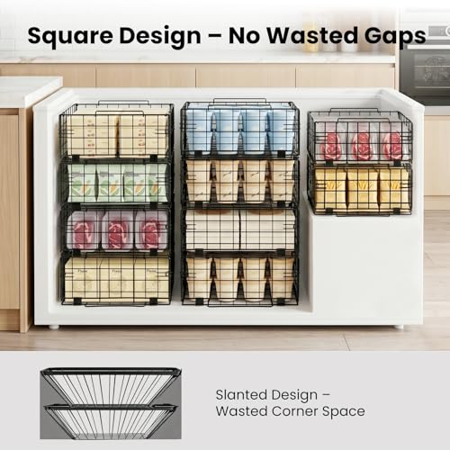 Reinforced Freezer Organizer Bins, 2 Pack Heavy Duty Metal Freezer Baskets, Stackable Deep Freezer Storage with Handles, Maximize Chest Freezer Space, No Assembly Required - size: 2 Pack