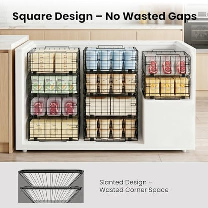 Reinforced Freezer Organizer Bins, 2 Pack Heavy Duty Metal Freezer Baskets, Stackable Deep Freezer Storage with Handles, Maximize Chest Freezer Space, No Assembly Required - size: 2 Pack