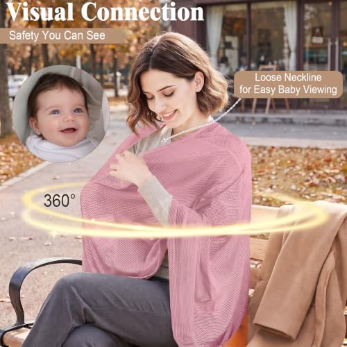 Basumee Nursing Cover for Breastfeeding Breathable Mesh 360 Full Privacy - color: Dusty Rose, size: 1 Pack