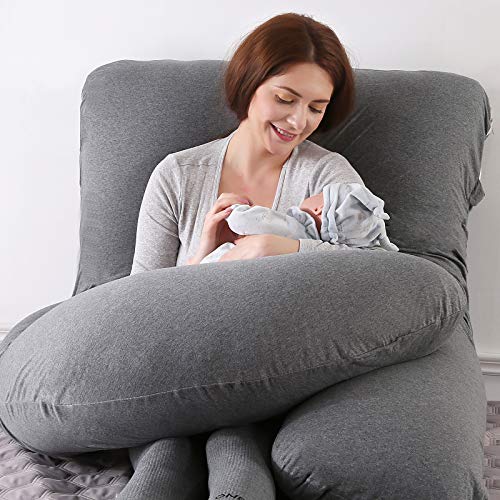 Elover U Shaped Pregnancy Pillow,Full Body Maternity Support - color: Jersey-dark Grey