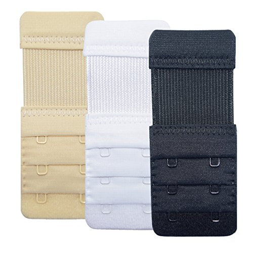 Elastic Adjustable Bra Extender 2 Hook 3 Rows Narrow Bra Band Extension - color: 3/4 Inch Between Hook Centers