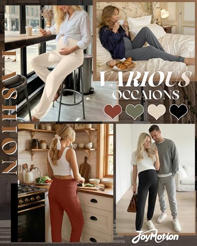 4 Pack Women's Maternity Jogger Pants - color: Caramel, Grass Green, Apricot, Black, size: Small