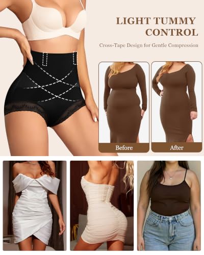 MEIYATING Women's High Waisted Underwear Tummy Control Postpartum Panties - color: Black, size: Medium