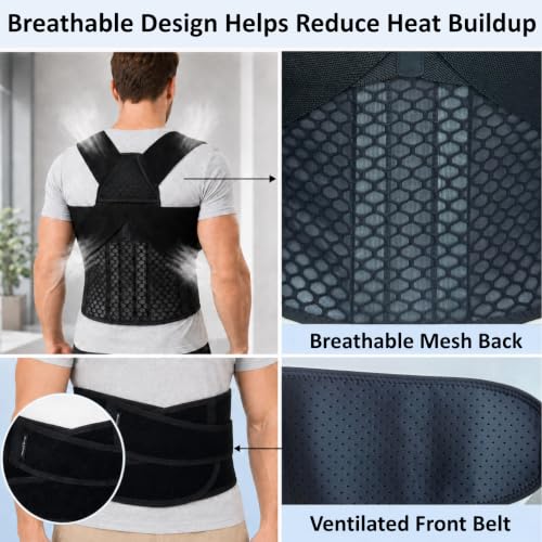 Back Posture Corrector Brace for Men, Full Back-Anchored Posture Brace - size: L/XL (Waist: 42” -51”)