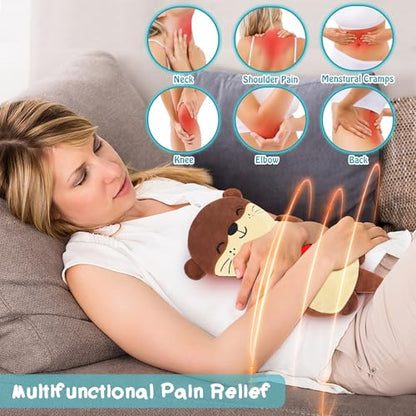 Otter with Heart Microwavable Heating Pad for Period Cramps Pain Relief - style: Otter hold heart