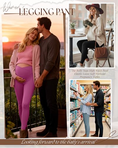3 Pack Women's Maternity Leggings Pregnancy Pant - color: Black, Blue, Peach Pink, size: XX-Large