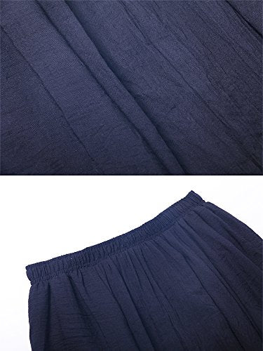 Women's Cotton Long Flowy Rave Renaissance Maxi Skirt - color: Navy Blue, size: Medium