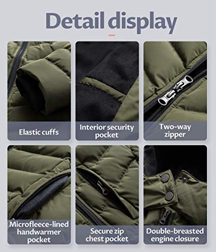 CREATMO US Women's Winter Hooded Coat Waterproof Warm Long Puffer Jacket Parka - color: Army Green, size: Large