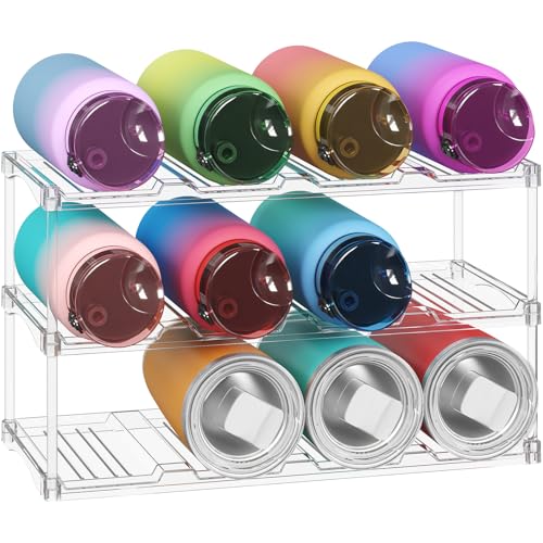 Lifewit Stackable Water Bottle Organizer, Clear Tumbler Holder for Cabinet - size: 3 Tier-12 Bottle