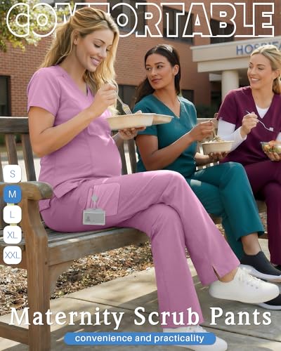 Women's Maternity Scrub Pants - color: Light Pink, size: Large