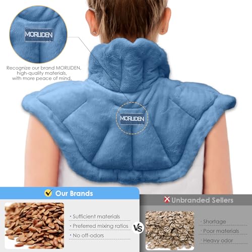MORLIDEN Microwavable Neck Wrap Warmer&Shoulder Weighted Hot Cold Compress - color: Light Blue, size: Neck Shoulder Wrap Pad
