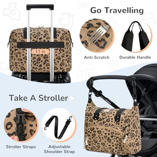 Tenot Diaper Bag Tote, Baby Bag with Pacifier Case, Leopard Print - color: Leopard Print