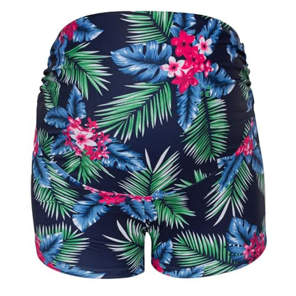Maacie Maternity Athletic Tankini Swimsuits with Shorts - color: Navy Blue, size: Large