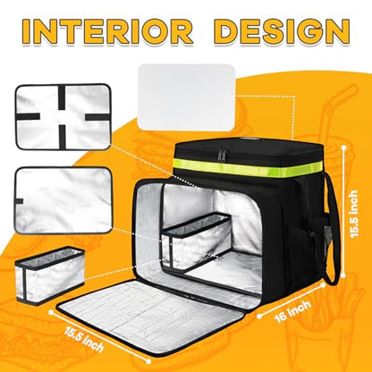 Ytonet XX-Large Food Delivery Backpack, Delivery Bag with Reflective Strip - color: Black, size: XX-Large