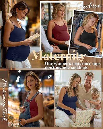 Ficerd 3 Pack Women's Maternity Tank Tops - color: Wine Red, Navy Blue, Black, size: X-Large