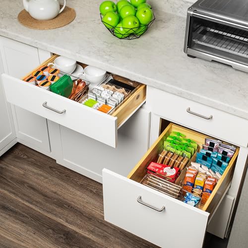 ClearSpace Pantry Storage Bins with Removable Dividers, XL, 2 Pack - size: 15"L x 7.5"W x 3.5"H