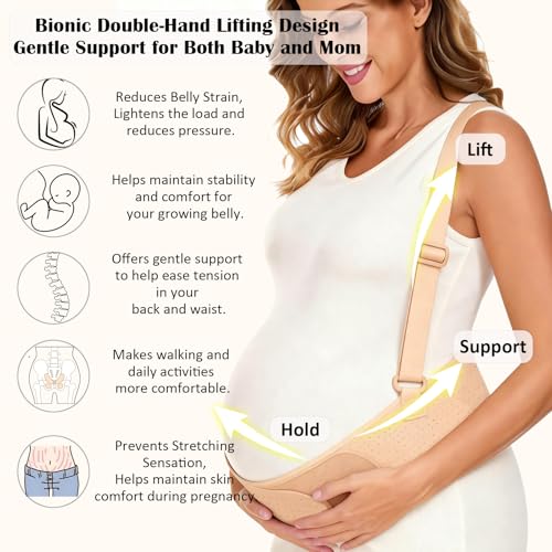 Pregnancy Belly Bands for Pregnant Women, Maternity Pregnancy Support Belt - color: Beige