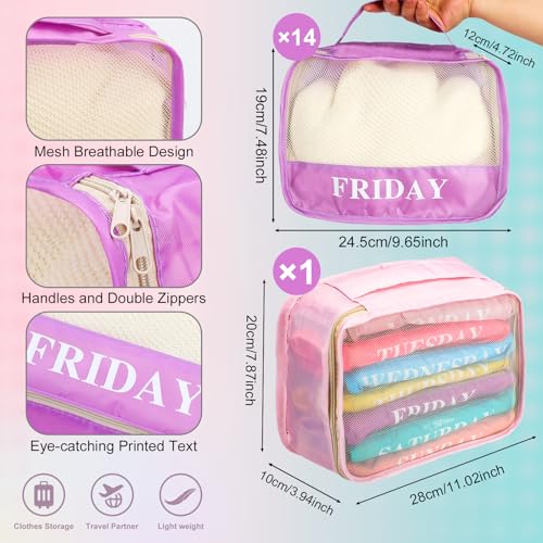 15 Pcs Days of the Week Packing Cubes